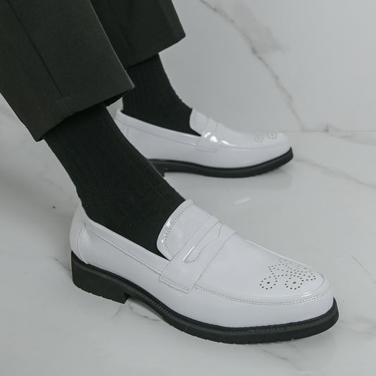 Autumn Men's Glossy Carved Leather Shoes