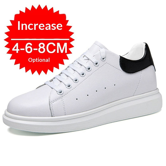Korean-style Casual Invisible-heeled White Sneakers For Men Autumn Season