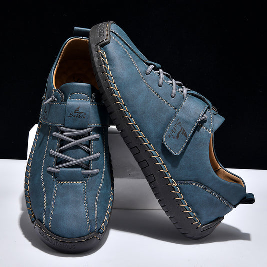 Large-size Mens Short Boots With Hand-stitched Detailing